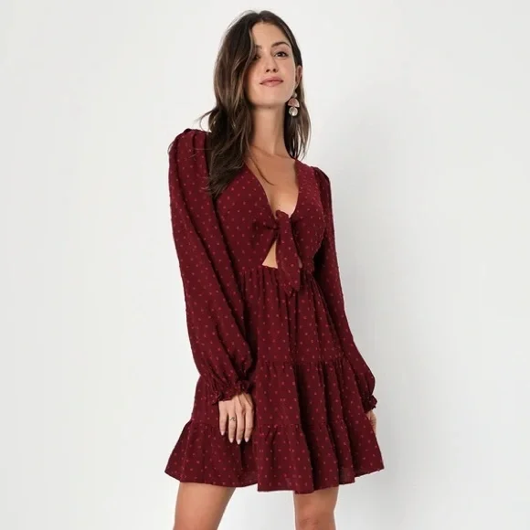 burgundy swiss dot dress Burgundy Swiss Dot Dress
